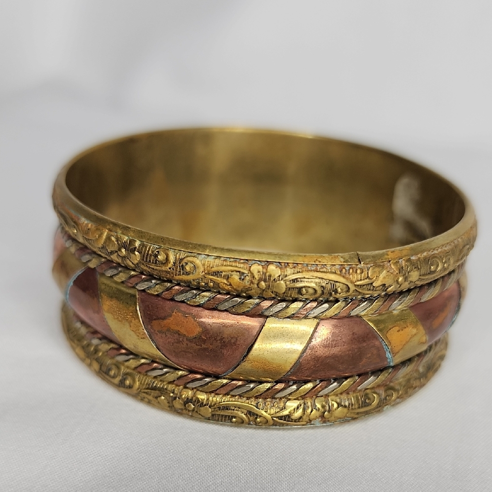 Vintage Copper Brass Floral Bracelet